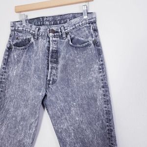 Levi's 501 Vintage Black Acid Wash Straight Leg Jeans- 34x32